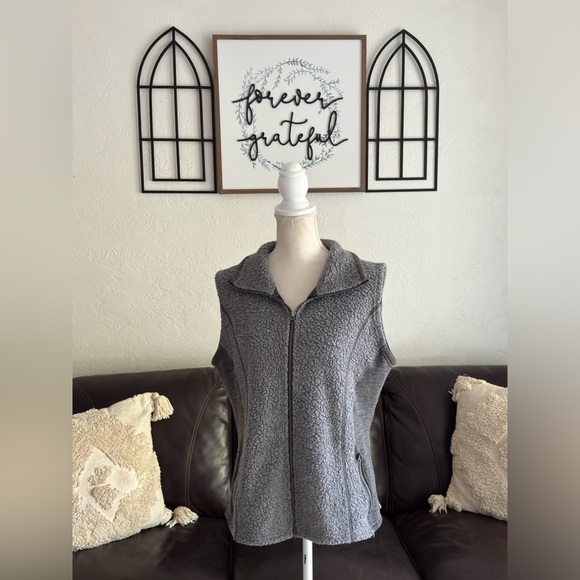 Kuhl Kozet Vest Wool Blend Fleece Full Zip Gray Two Tone Outdoor Size L Casual - Picture 9 of 11